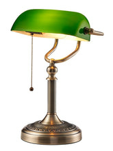 Newrays green glass bankers lamp pull chain for clear desk lighting.