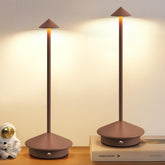 NEWSEE cordless table lamp brown-base on desk for warm lighting.