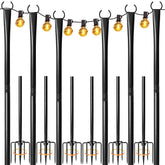 Nexillumi six-pack outdoor string light poles with a top claw grip for windy patios.