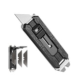 NexTool E20 box knife in hand for fast, clean cuts on the go.