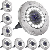NFESOLAR 16-LED solar ground light brightening a garden path