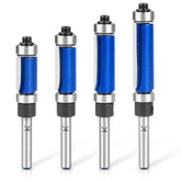 NICAVKIT flush-trim bit with top-bottom bearing and 1/4 inch shank for precise veneer trims