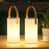 NiceBuy solar table lamp with warm light for cozy outdoor evenings.