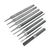 Nicholson 9 pc file set case open for professional metalworking tasks.