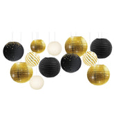 Nicrolandee black-gold lanterns 12-inch assembly for chic wedding backdrops