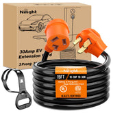 Nilight 15ft EV dryer extension cord in use for Level 2 charging.