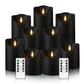 Nimiko flameless candles on a mantel with a warm flickering glow.
