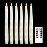 Nimiko flameless taper candles with star lights creating a warm home ambiance