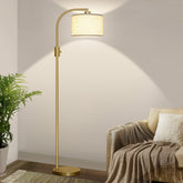 Nintiue Arc floor lamp gold front view, ideal ambient lighting for living spaces