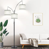 Nintiue dimmable floor lamp with three arc lights for versatile living room ambiance