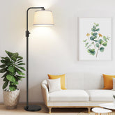Nintiue dimmable floor lamp with arc design and linen shade for living room ambience