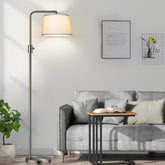 Nintiue dimmable arc floor lamp showing adjustable brightness for mood lighting in a modern living room