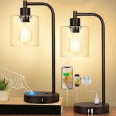 Nintiue two-pack industrial touch lamps, front view for convenient bedside lighting.