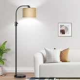 Nintiue arc floor lamp front view with dimmable lighting for living rooms.