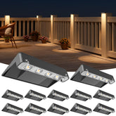 NIORSUN solar deck lights 12-pack illuminate stairs for safer nights.