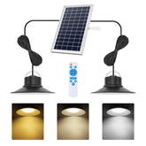 NIORSUN solar pendant lights outdoors setup illuminating a patio at dusk