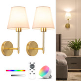 NIORSUN wall sconce front view in gold for stylish bedside lighting.
