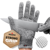 NoCry cut-resistant gloves with grip dots for secure grip while chopping and slicing.