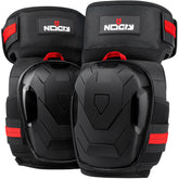 NoCry knee pads with anti-slip cap gripping a rough concrete surface.