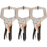 NOEAIKE 11-inch metal face clamp set shown as a three-pack for welding and woodworking use.