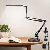 NOEVSBIG LED desk lamp with clamp and base for versatile mounting.