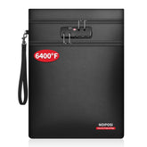 Noiposi 6400°F exterior with lock protects documents during travel.
