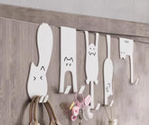 Nooboochichy cat-shaped door hooks in white offer space-saving entryway storage.