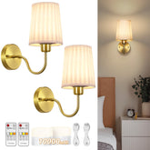 NookNova battery wall sconce set two in gold illuminate a cozy bedroom ambiance