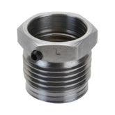 Nova ILNS adaptor external threads for quick chuck fit and lathe compatibility.