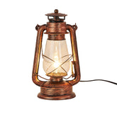 NOXARTE Rustic Lantern Table Lamp front view, cozy warmth for living spaces.