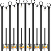 NUERPO 7-pack light poles for outdoor hanging lights, sturdy design for stable setups.