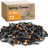 NUITPY 72-pack plastic spring clamps, 3.5-inch grip for crafts and photography setups.