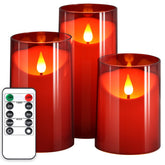 NURADA flameless candle set with remote timer and 3D wick for safe ambiance.