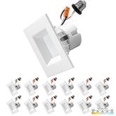 NUWATT 12-pack 4-inch square LED can light for bright kitchen ceilings.