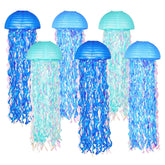 OBXT 10-inch blue jellyfish lanterns for mermaid party decor and ceiling displays