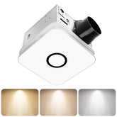 OFANKU 2-in-1 bathroom exhaust fan with light front view shows a sleek, compact profile