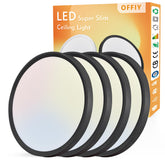 OFFIY 4PK LED flush mount closeup delivers even, soft illumination for living spaces.
