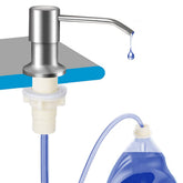 OHiHi dish soap dispenser, brushed nickel, front view for mess-free countertop use.