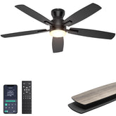 Ohniyou 52-inch black ceiling fan with light for quiet living rooms.