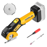 ohyes cordless electric scissors shown with DeWALT 20V Max compatibility for quick fabric cuts