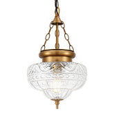 OIYIO vintage pendant light with bronze-gold finish for warm dining ambiance.