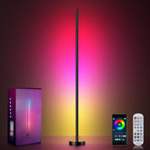OIYN Smart RGBICW lamp — assembled corner setup for ambient living room lighting.