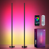 OIYN RGBICW corner floor lamp pack assembled for quick living room setup.