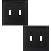 OKAWYC Adler black 2-gang double toggle wall plate for a sleek, durable switch cover.