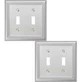OKAWYC Adler double toggle cover front view with brushed nickel finish enhances modern decor