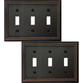 OKAWYC Adler triple-toggle wall plate in aged bronze enhances room cohesion
