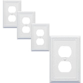 OKAWYC beaded wall plate 1-gang white elevates switch area with classic detail.