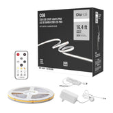 Olaholii COB LED strip with remote control for smooth dimming and scene setup.