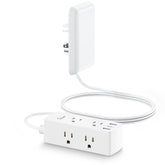 Olcorife flat extension cord with thin plug fits behind furniture for a tidy space.