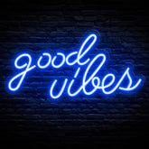 Olekki Blue Good Vibes neon sign wall-mounted glow enhances living rooms and bedrooms